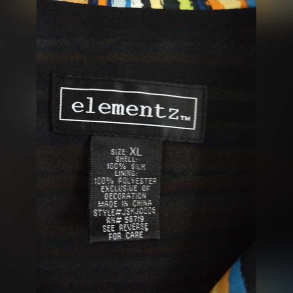 Pretty Elementz Silk Striped Shirt Jacket Multicolor Beaded Size XL Chest 44" - Picture 5 of 7